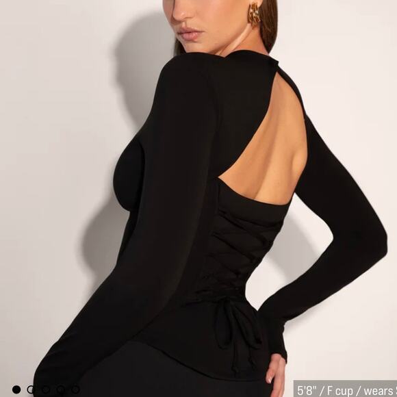 TA3 Shapey Long Sleeve Crew Neck Top Corset Black Size Medium - Picture 2 of 9